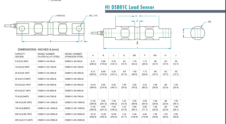 DSB01C-AS-250klb稱重傳感器